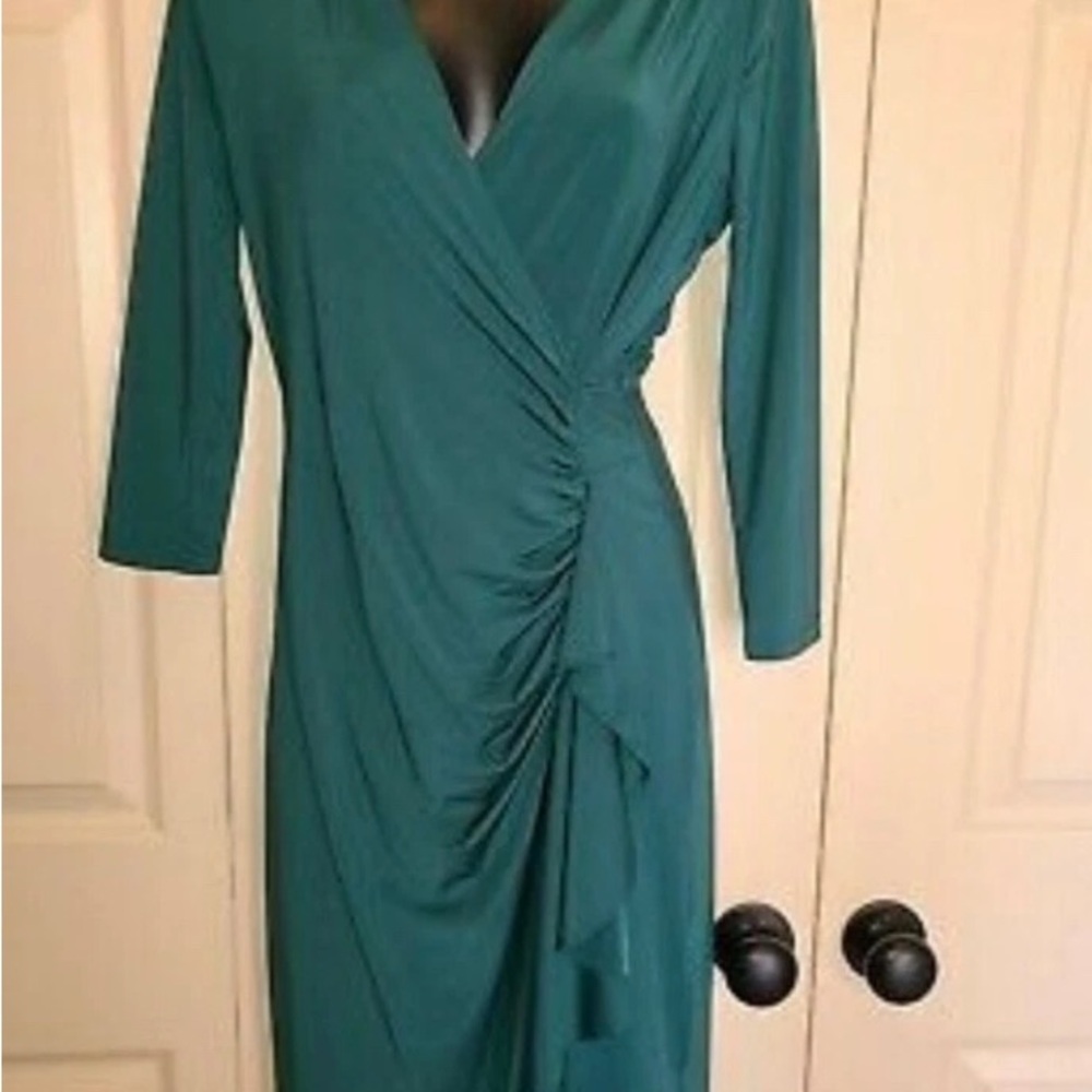 VENUS Elegant Teal Long Sleeve Dress